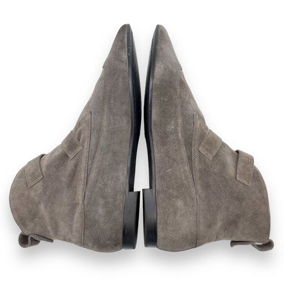 Allsaints Viv Pointed Toe Gray Suede Western Double Strap Bootie Size 40 | US 9 - Picture 8 of 16